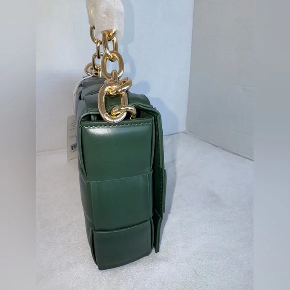 New Urban Expressions Dark Hunter Green Woven Shoulder Women’s Bag Purse-NWT - Picture 9 of 14